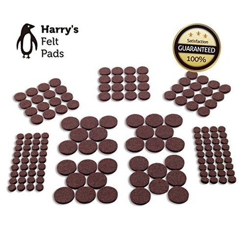 Felt Furniture Pads (152 Piece) Value Pack, Heavy Duty Self-Adhesive Eco-Friendly Felt Pads, Brown, Premium Wood Floor Protectors - Various Sizes Included