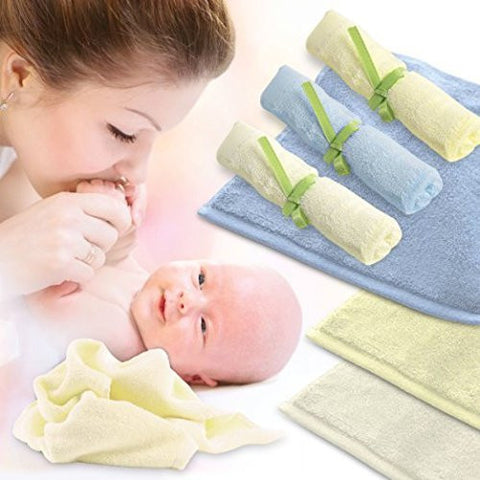 SillyMonkeys Bamboo Baby Washcloths - 6 Organic Bamboo Reusable Wipes - Extra Soft, Super Absorbent and Perfect for Sensitive Skin - Ideal Shower Gift