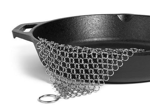 KitchenGear Cast Iron Cookware Cleaner, Iron Skillet Chainmail Scrubber Jumbo
