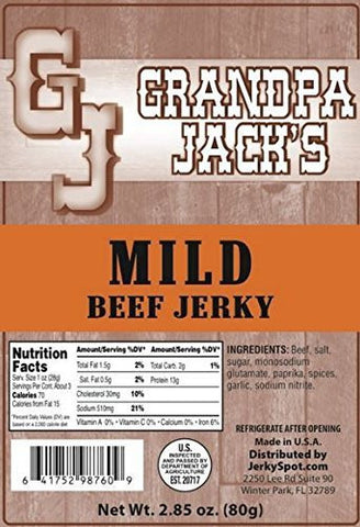 GrandPa Jack's Beef Jerky (Multiple Sizes) - Slow Cooked, Then Smoked & Dried Starting With Free Range, Ohio Cattle Raised On Locally Grown Hay