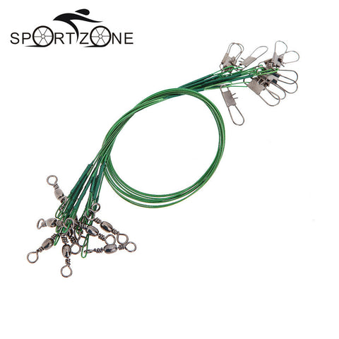 10Pcs/Set Fishing Lure Line Trace Wire Leader Swivel Spinner Shark Fishing Wire Leaders Fishing Accessory