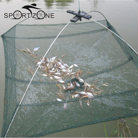 60*60cm Foldable Fishing Net Shrimp Crab Trap Nylon Fishing Network Cast Net Dip Mesh Crawdad Minnow Bait Trap Fishing Nets