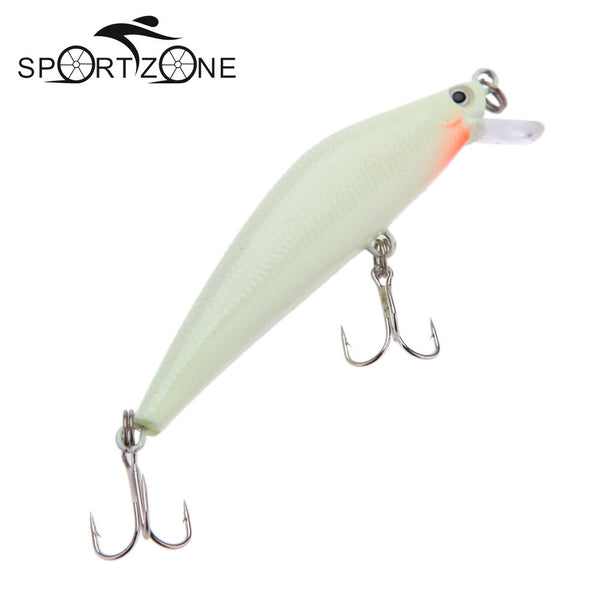 3D Luminous Night Fishing Minnow Lure Isca Artificial Hard Fishing Bait 82mm 8g Minnow Fishing Lures Tackle With 2 Hooks