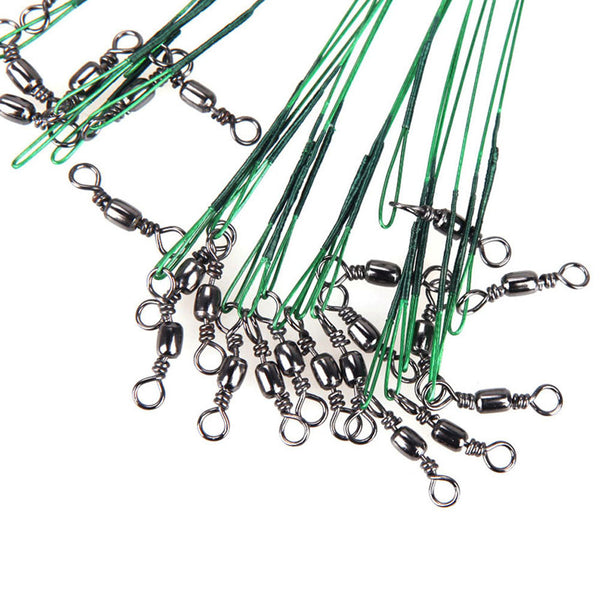 72 Pcs 15/20/28 CM Fishing Lure Line Trace Wire Leader Swivel Tackle Spinner Shark Spinning Fishing Steel Wire