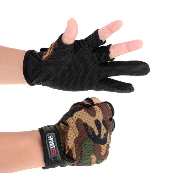 Outdoor Gloves High Quality Anti-slip Fishing Gloves Breathable Wear Resistant 3 Low-Cut Fingers Fishing Gloves
