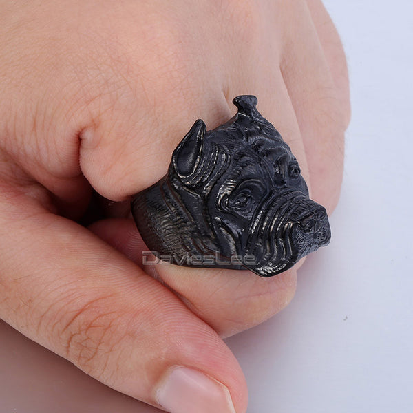 Mens Ring  Pitbull Silver Tone 316L Stainless Steel Ring Free Offer