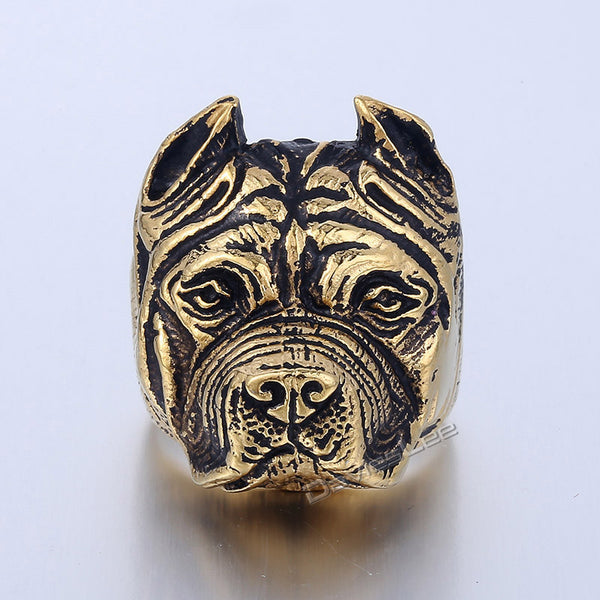 Mens Ring  Pitbull Silver Tone 316L Stainless Steel Ring Free Offer