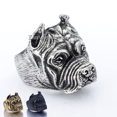 Mens Ring  Pitbull Silver Tone 316L Stainless Steel Ring Free Offer