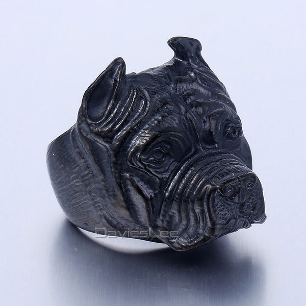 Mens Ring  Pitbull Silver Tone 316L Stainless Steel Ring Free Offer