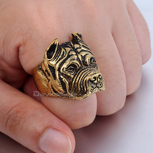 Mens Ring  Pitbull Silver Tone 316L Stainless Steel Ring Free Offer