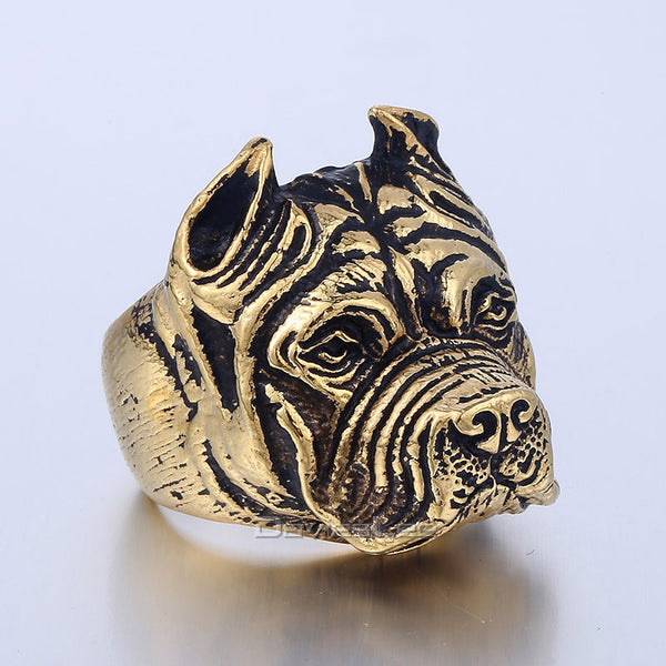 Mens Ring  Pitbull Silver Tone 316L Stainless Steel Ring Free Offer